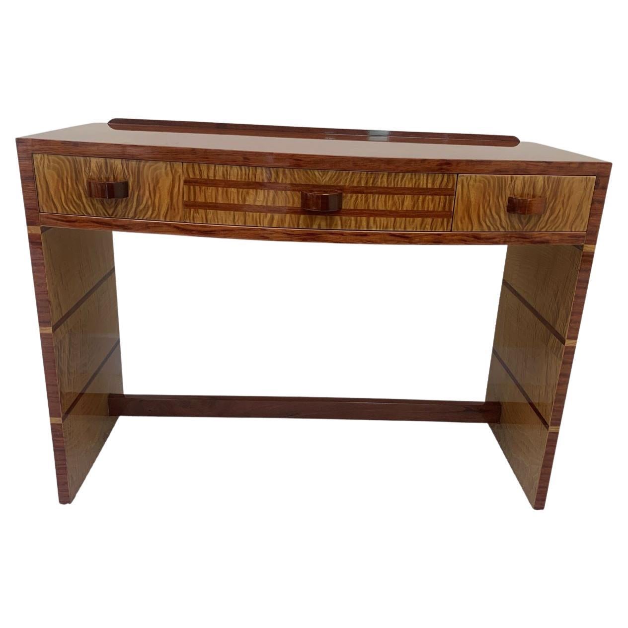 American Art Deco Inlaid Desk or Wall Console Table, circa 1930s For Sale