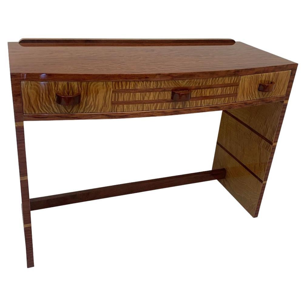 Art Deco Inlaid Desk or Wall Console Table, circa 1930s For Sale