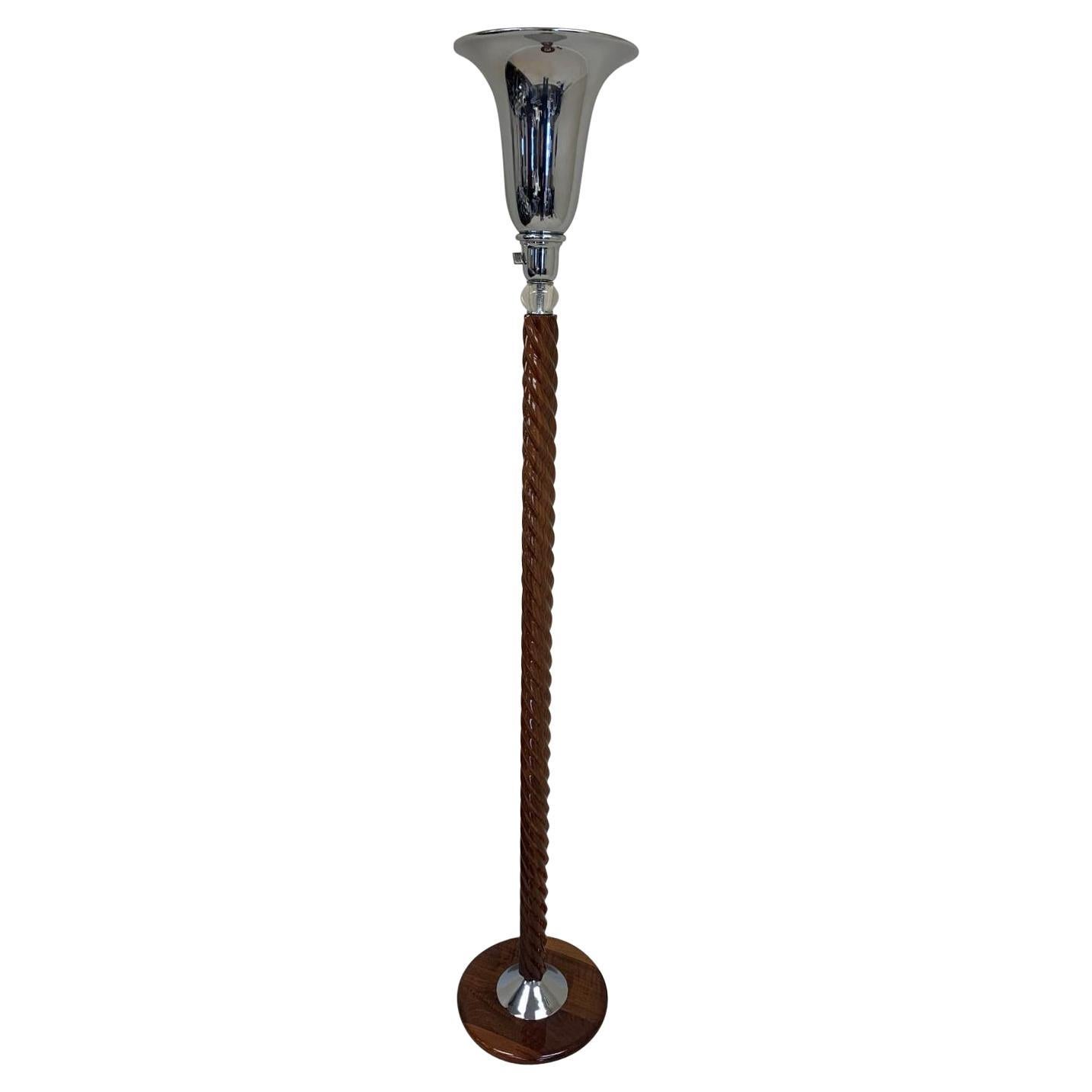 Lampadaire torchère Art Déco Hollywood Regency de l'ère de la machine, vers les années 1930 en vente