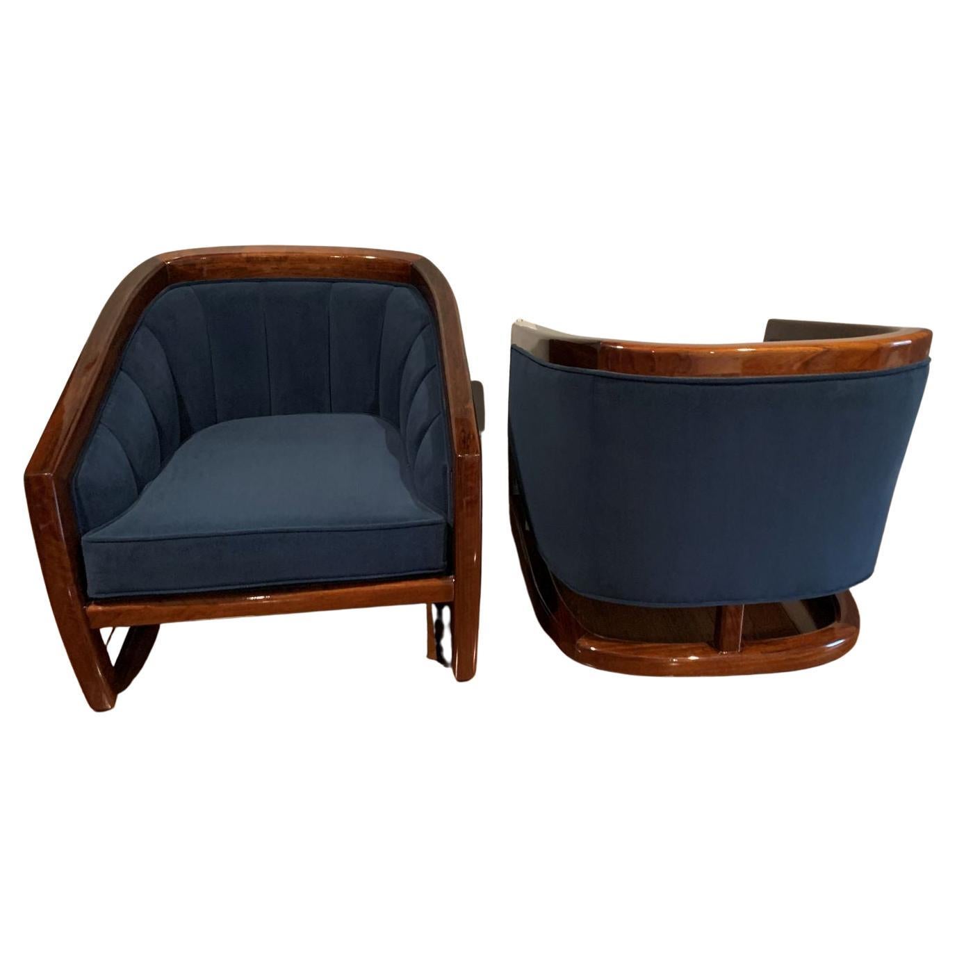 Mid-Century Modern Paire de chaises tubulaires en bois de rose du milieu du siècle dernier dans le style de Milo Baughman, vers 1950 en vente