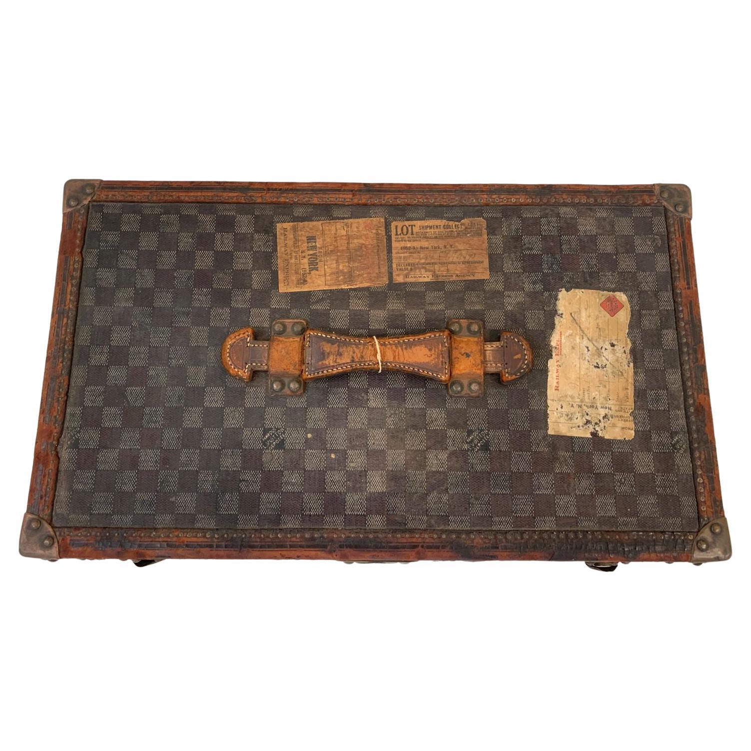 Rare Louis Vuitton Trunk in Damier Canvas, circa 1890’s In Distressed Condition In Bernville, PA