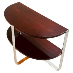Halbkreis Art Deco Machine Age Nussbaum und Chrom Beistelltisch amerikanischen 1930er Jahren
