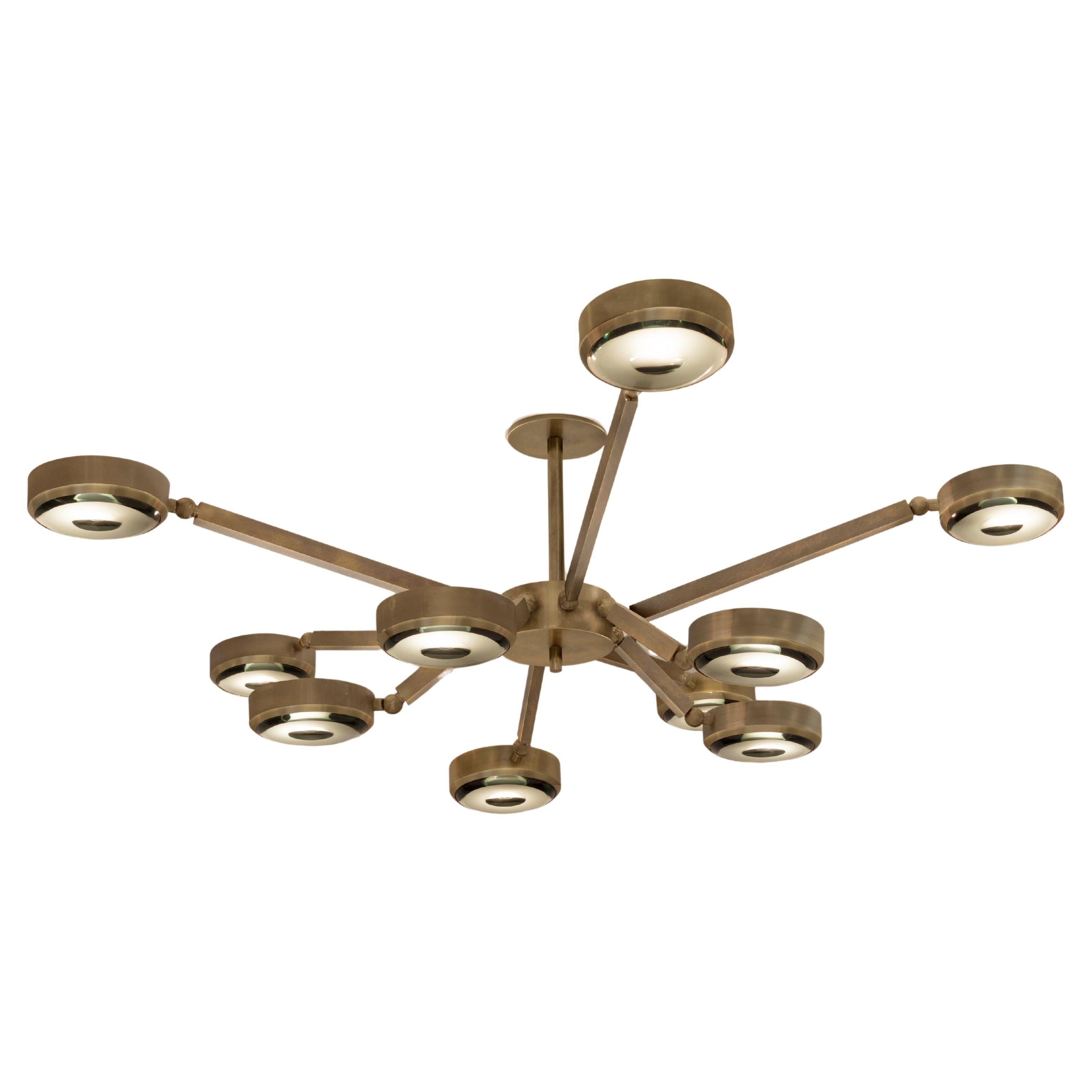 Oculus Articulating Ceiling Light by Gaspare Asaro-Bronze Finish Carved Glass For Sale