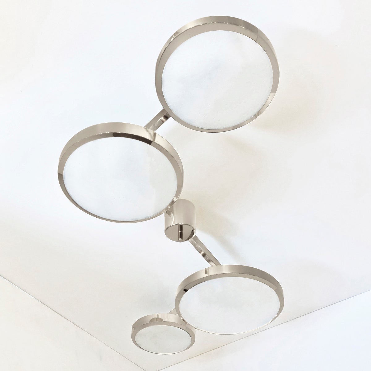 Quattro Ceiling Light by Gaspare Asaro-Polished Nickel Finish For Sale