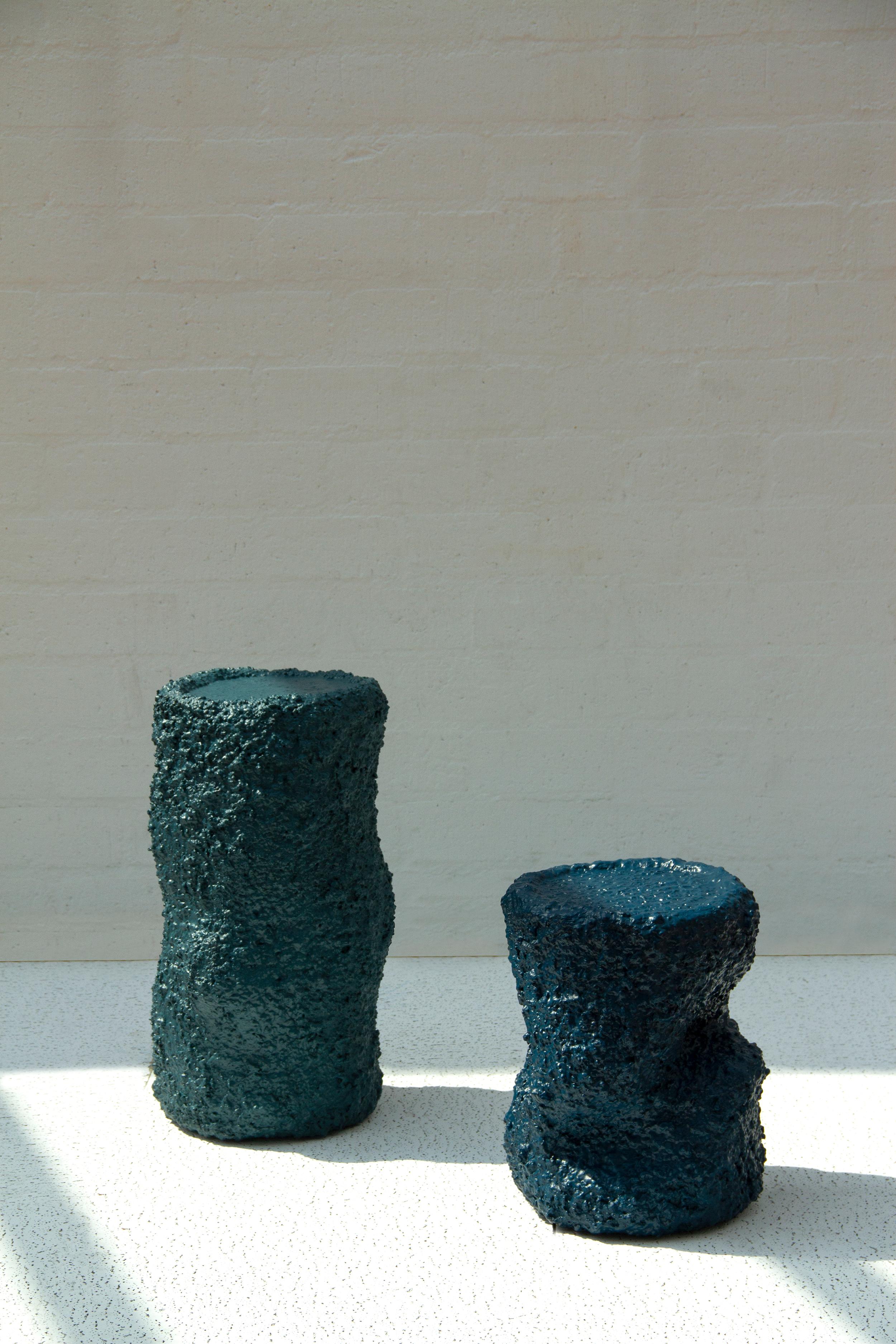 Cobalt Blue Side Tables, Handcrafted Set of Two, XS + XM, Contemporary Design In New Condition For Sale In Eindhoven, NL