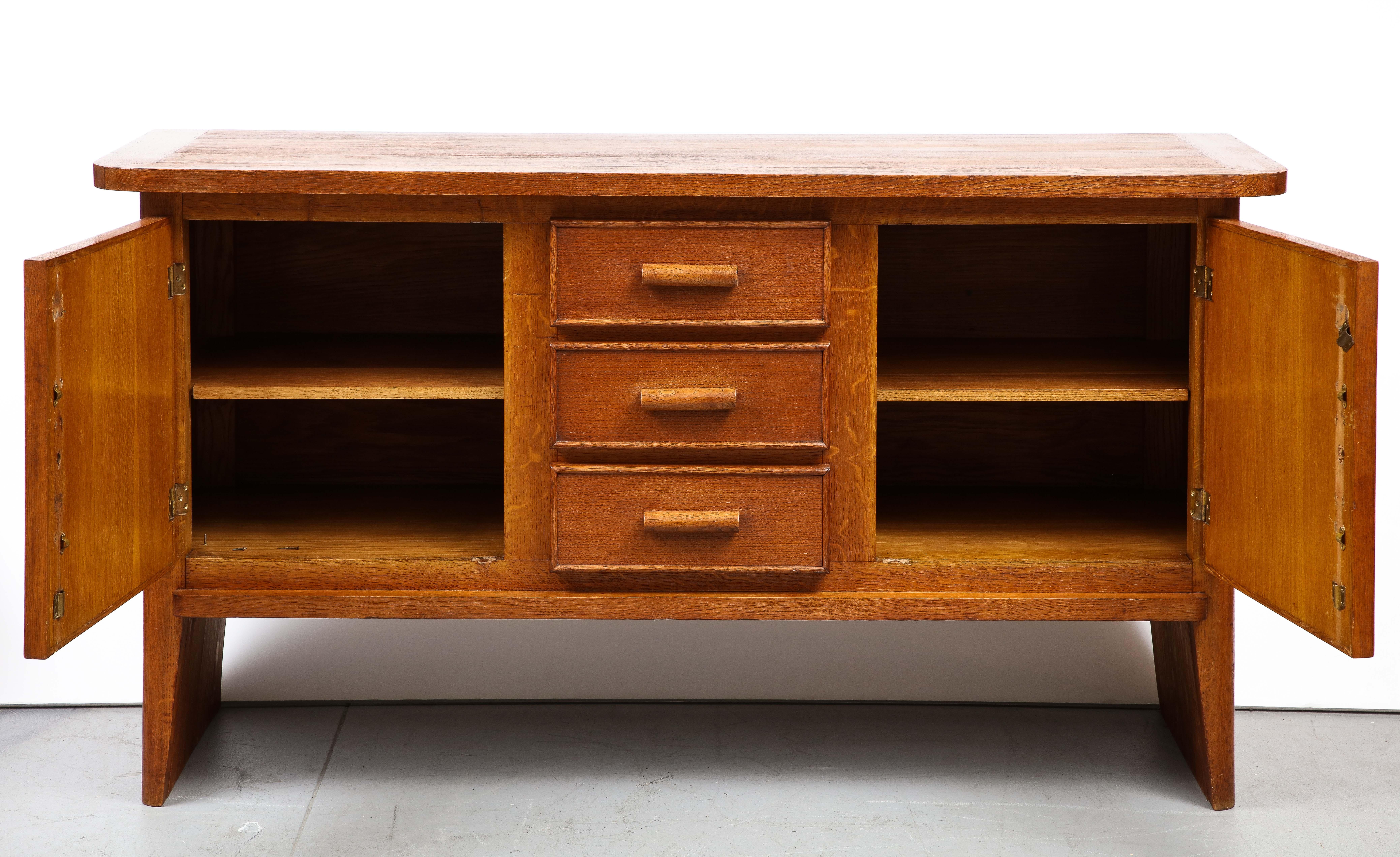 René Gabriel Sideboard, First Edition, Wooden Handles, France, 1948 For Sale 1