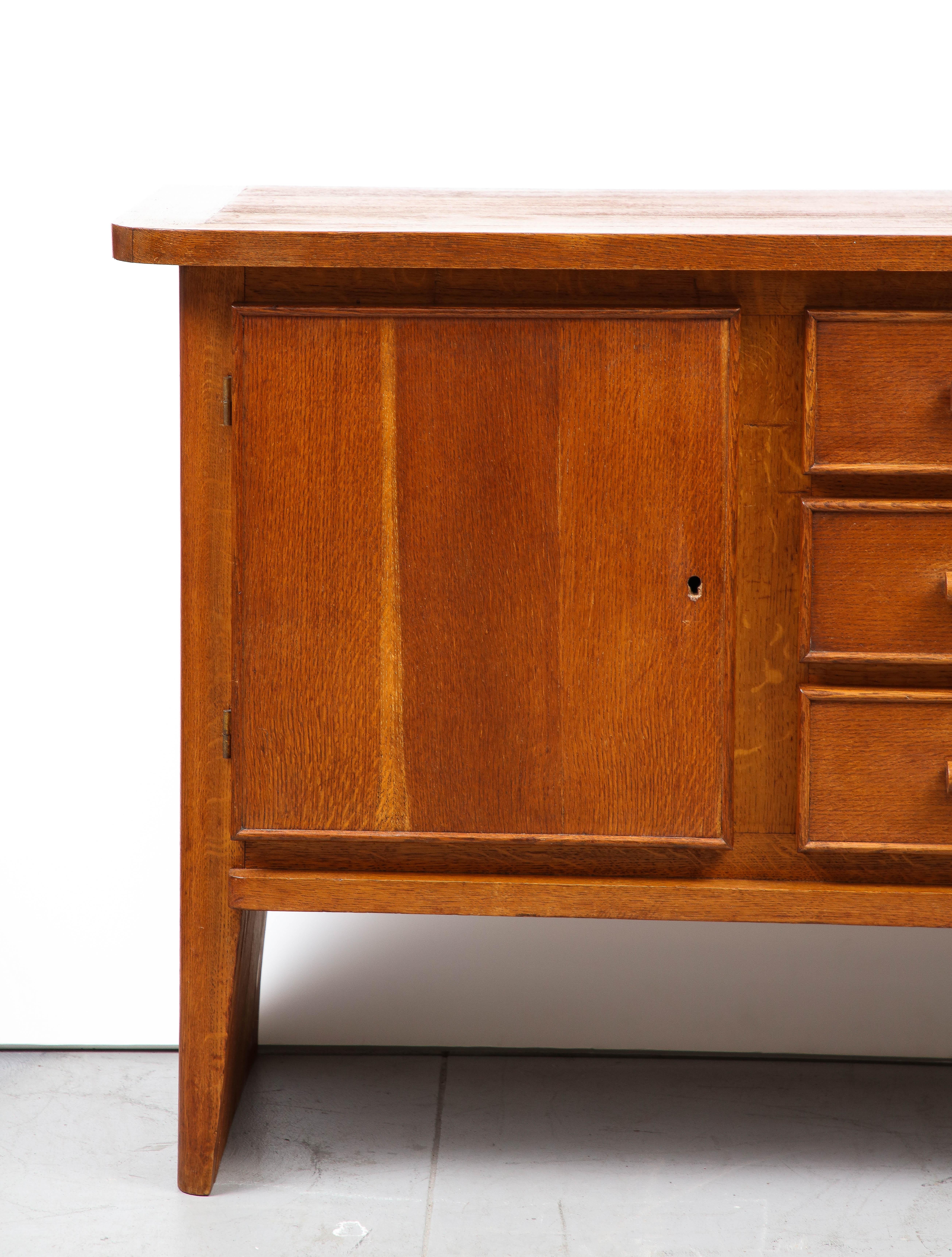 Mid-20th Century René Gabriel Sideboard, First Edition, Wooden Handles, France, 1948 For Sale