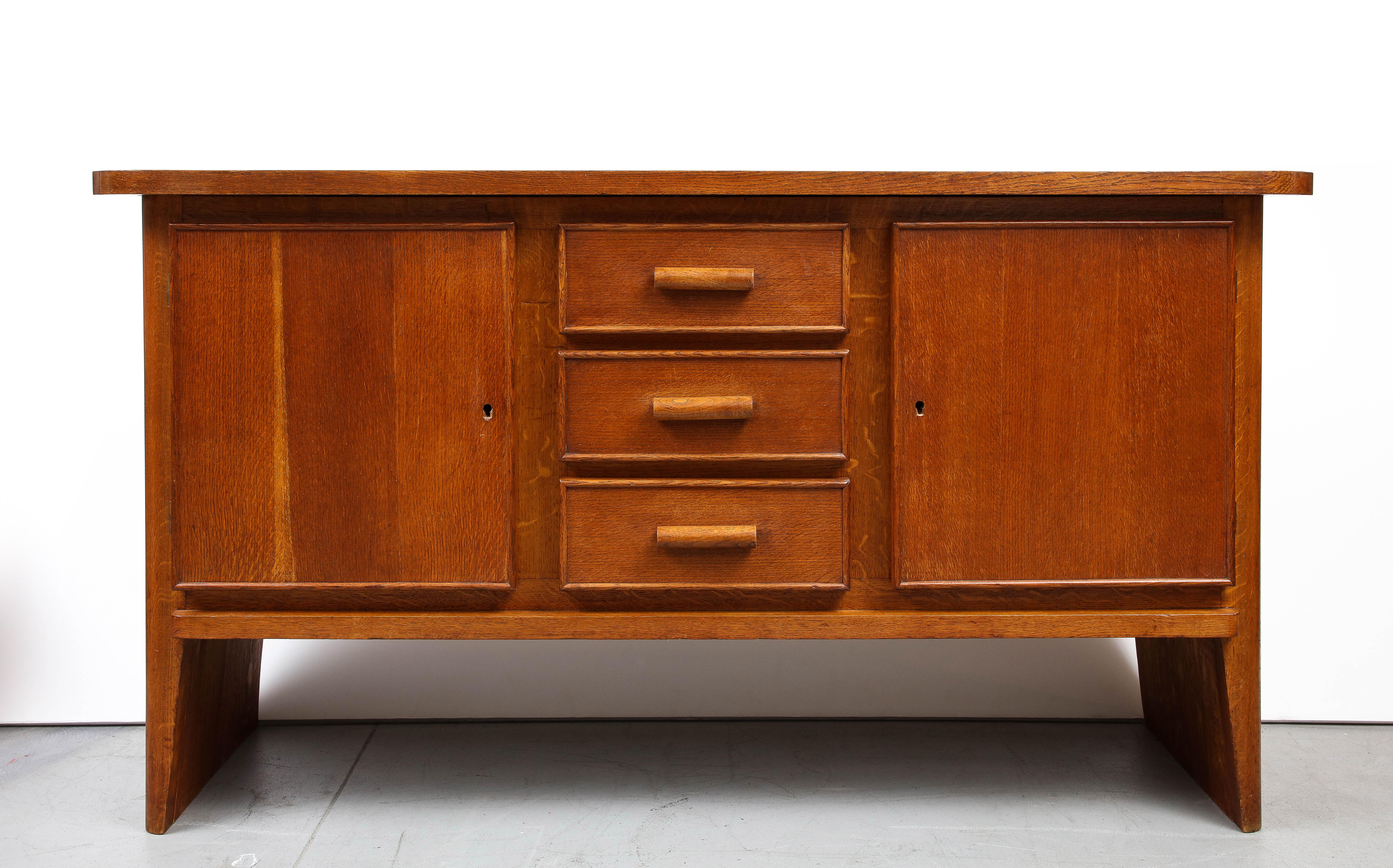 René Gabriel Sideboard, Erstausgabe, Holzgriffe, Frankreich, 1948 im Angebot 3