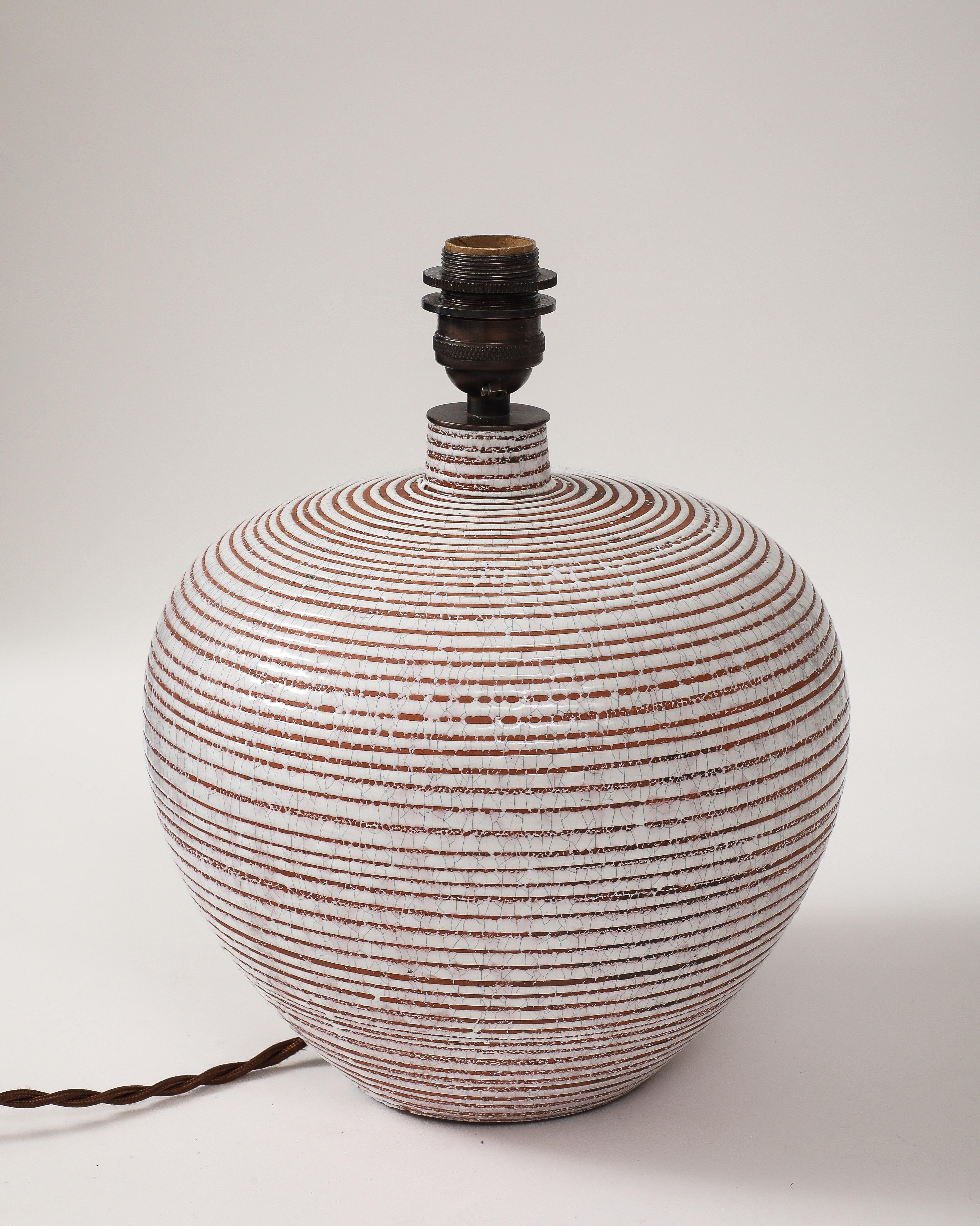Ceramic C.A.B. Céramique d’Art de Bordeaux, Félix Gėte Lamp, France, c.1930 Signed For Sale