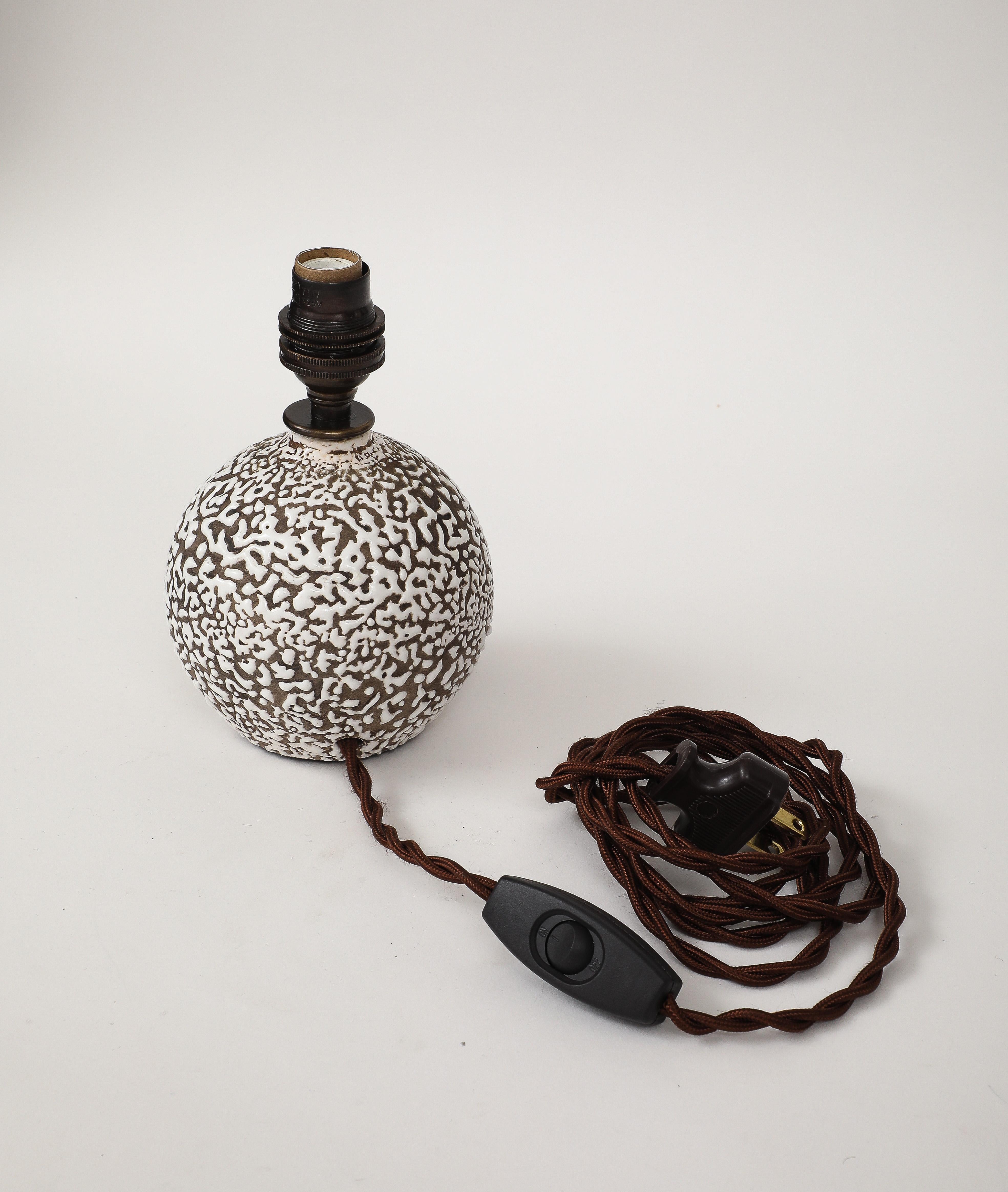 Small Jean Besnard Style Art Deco Round Lamp, France, c. 1930 For Sale 2