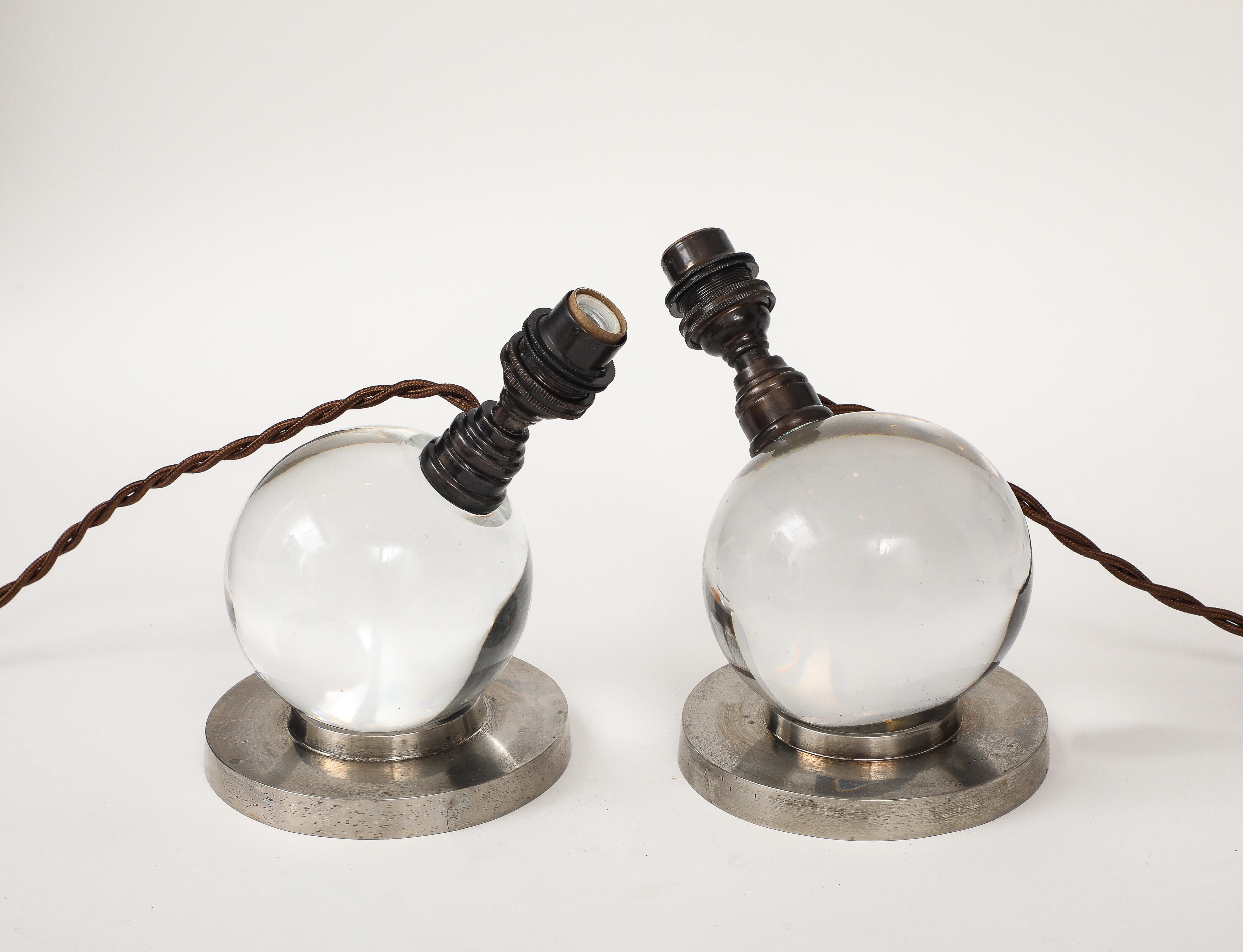 Paar von Jacques Adnet, mod. 7706, Baccarat, Paris, Frankreich, 1930 (Art déco) im Angebot