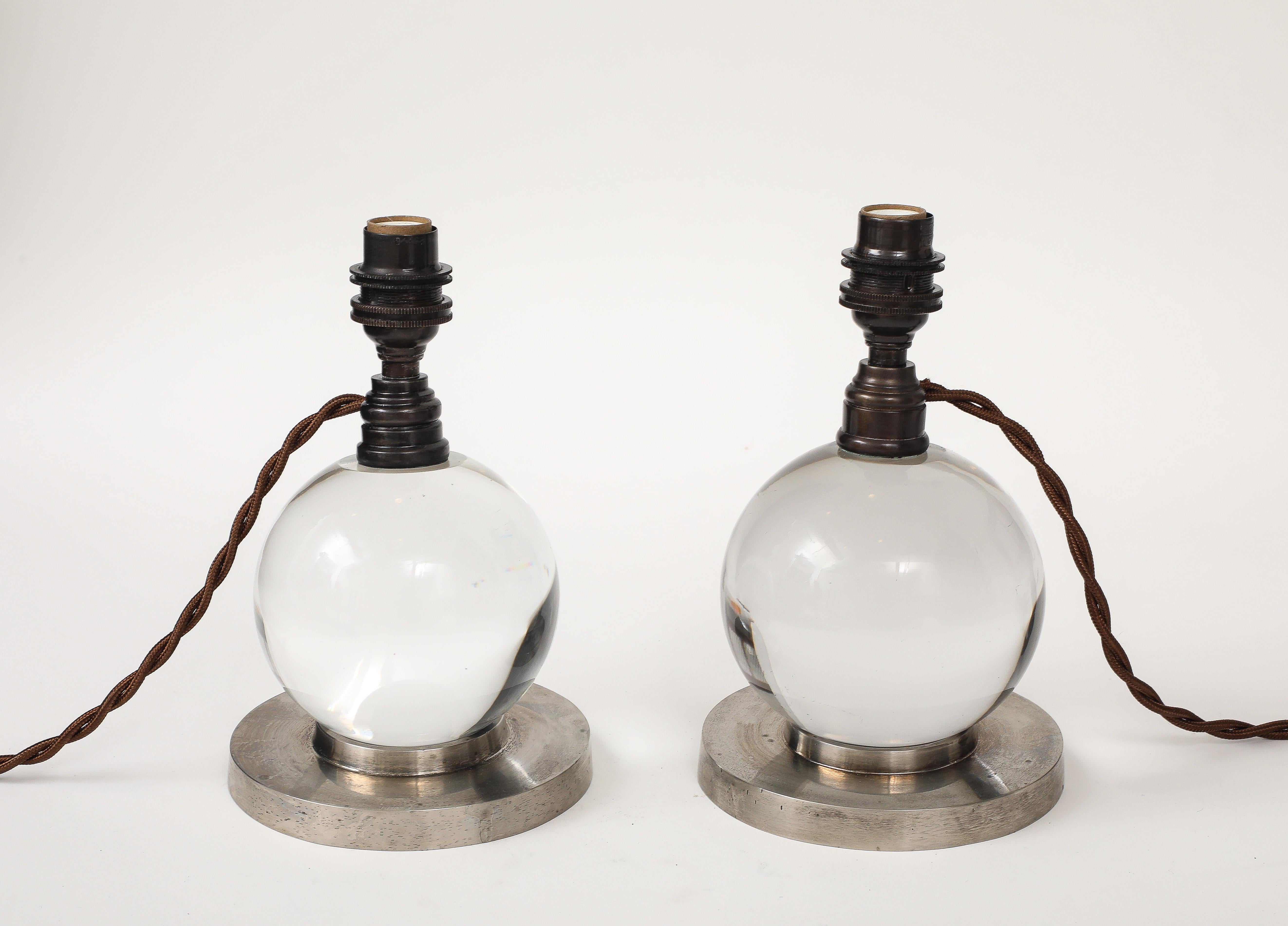 Paar von Jacques Adnet, mod. 7706, Baccarat, Paris, Frankreich, 1930 (Französisch) im Angebot