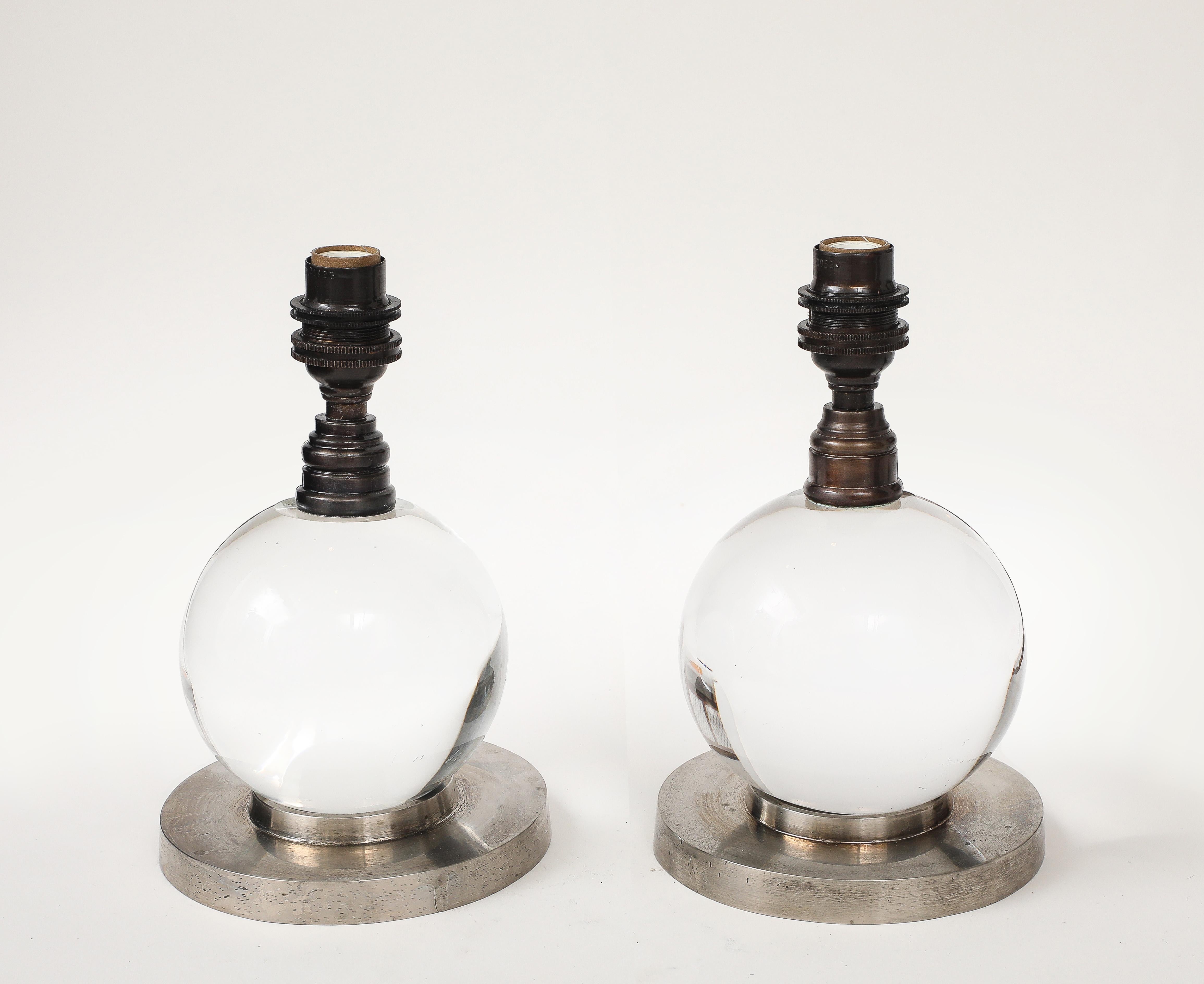 Paar von Jacques Adnet, mod. 7706, Baccarat, Paris, Frankreich, 1930 (Mitte des 20. Jahrhunderts) im Angebot