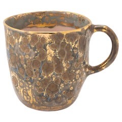 Ensemble contemporain de 2 tasses Coralla's en porcelaine dorée peintes à la main