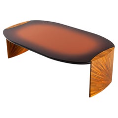 Laurameroni Poe Low Table with a lacquered top and Rye Straw legs