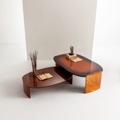 Laurameroni Poe Low Table, made entirely of glossy mahogany