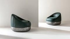 Laurameroni Duna Swivel Armchair, Upholstered in Leather