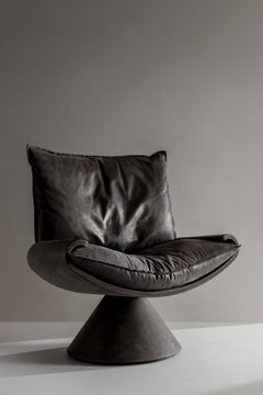 Laurameroni Keila Swivel Armchair, Upholstered in Leather