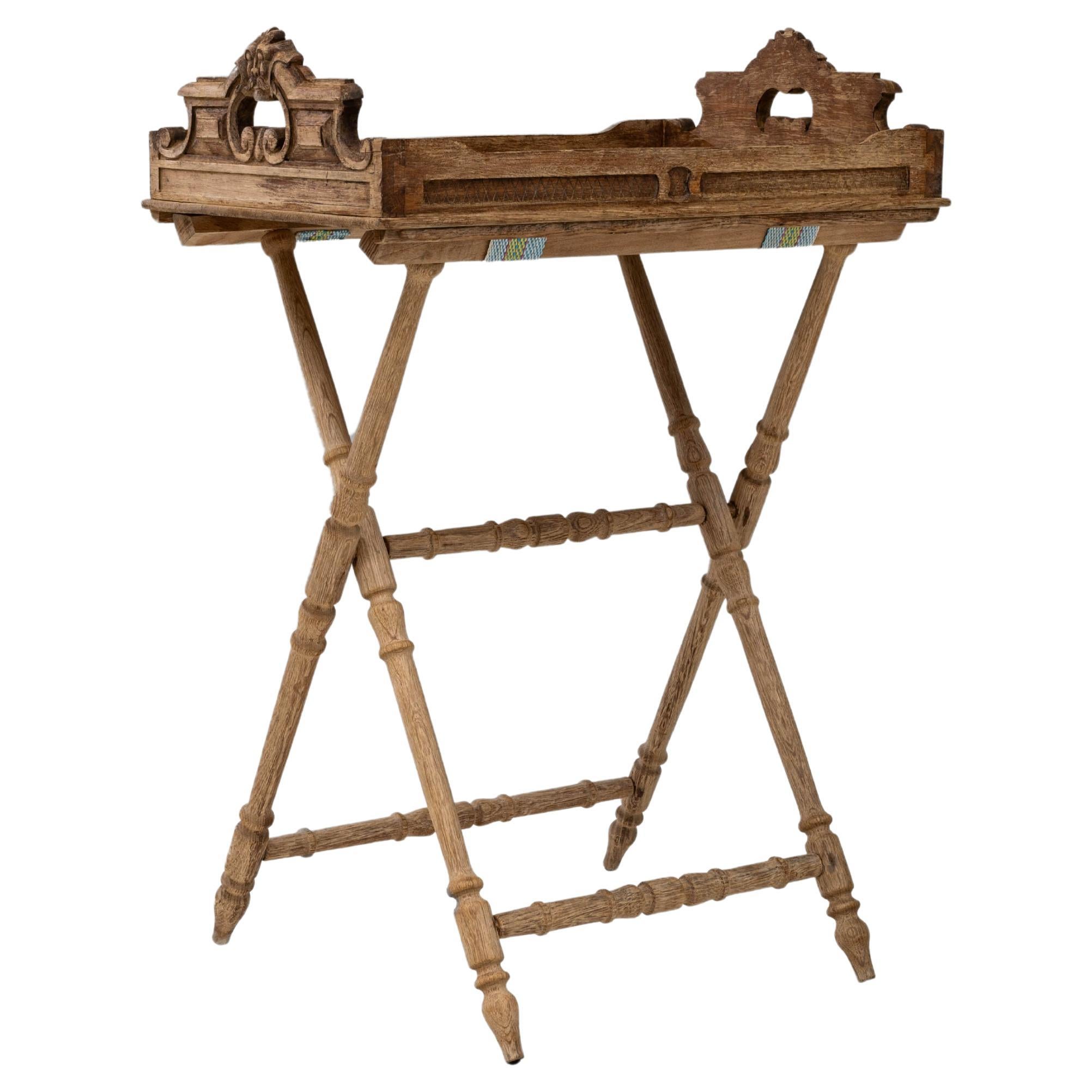 1900s French Carved Wooden Butlers Tray Table