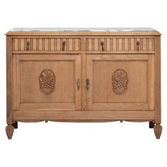 Circa 1910 French Oak Art Nouveau Buffet with Marble Top