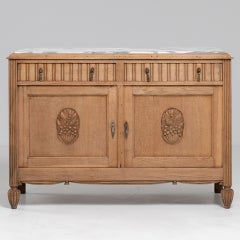 Circa 1910 French Oak Art Nouveau Buffet with Marble Top