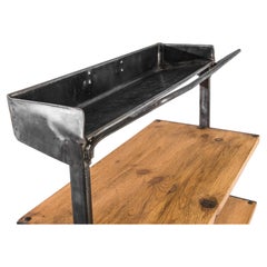 1960s Czech Industrial Wrought Iron and Wood Étagère