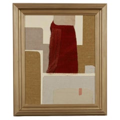 2023 Raoul Morren Ochre and Violet Textile Collage "Plateau" in Antique Frame