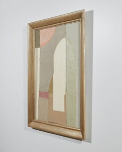 2023 Raoul Morren Ochre and Violet Textile Collage "Alba" in Antique Frame