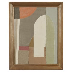 2023 Raoul Morren Ochre and Violet Textile Collage "Alba" in Antique Frame