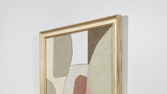 Raoul Morren Ochre and Violet Textile Collage "Midtown" in Antique Frame