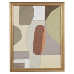 Raoul Morren Ochre and Violet Textile Collage "Midtown" in Antique Frame