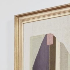 Raoul Morren Ochre and Violet Textile Collage "The Well" in Antique Frame