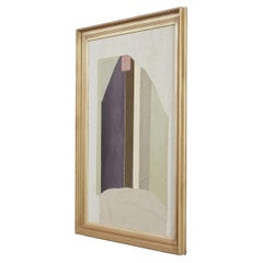 Raoul Morren Ochre and Violet Textile Collage "The Well" in Antique Frame