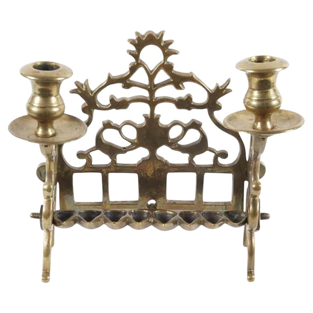 18th Century Polish Brass Hanukkah Lamp