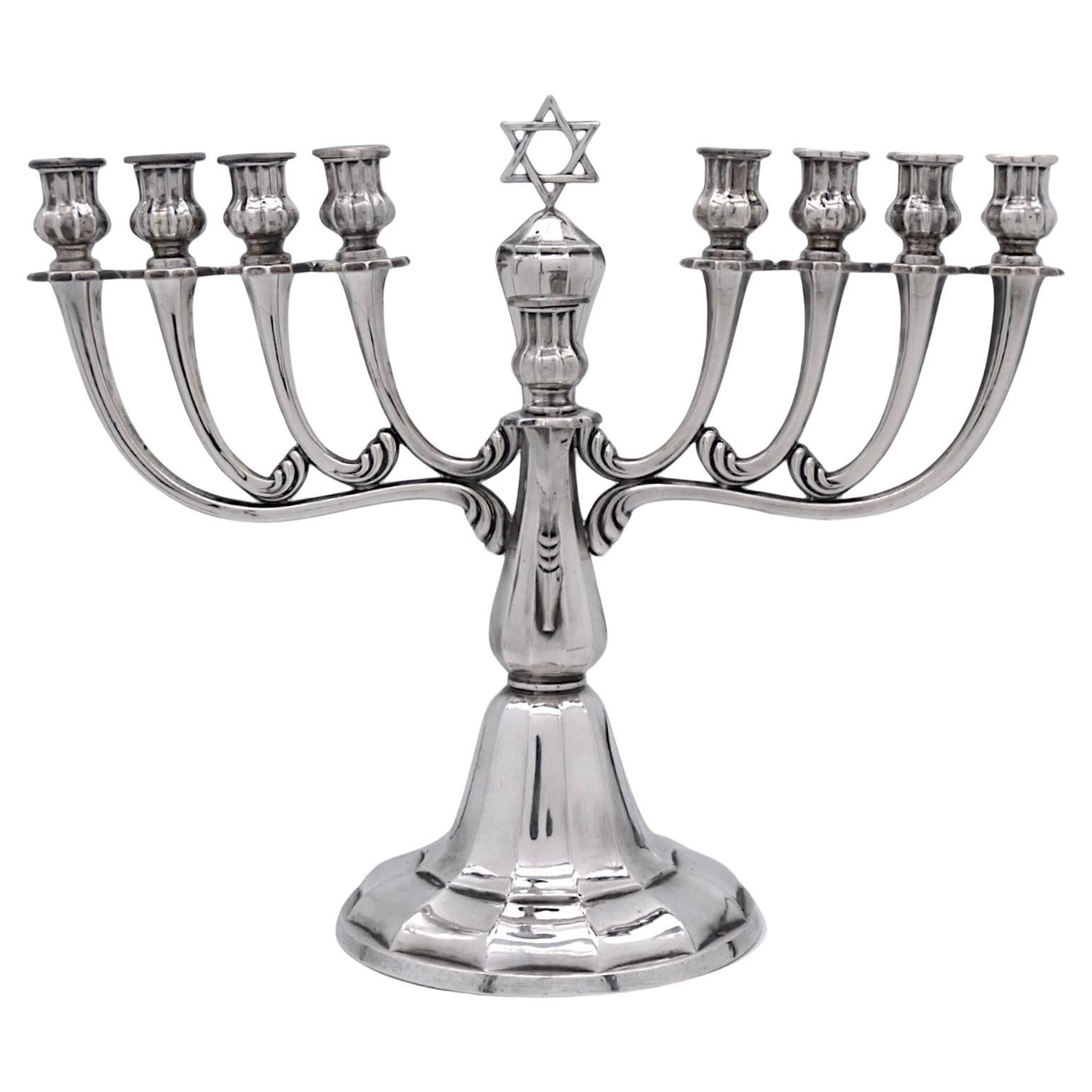 A German Silver Hannukah Menorah by Gayer and Krauss, circa 1920