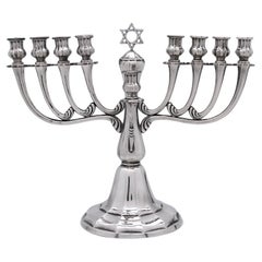 Menorah de Hannukah en argent allemand par Gayer & Krauss, vers 1920