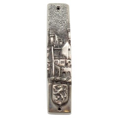Henryk Winograd Sterling Silver Repoussé Jerusalem Mezuzah Case, New York, 1991