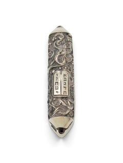 Henryk Winograd Fine Silver Mezuzah Case with Ten Commandments, New York, 1994