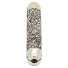 Henryk Winograd Fine Silver Repoussé Mezuzah Case, New York, circa 1990s
