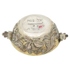 Mid-18th Century German Silver and Gilt Passover Seder Dish, Nuremberg