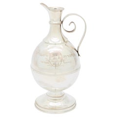 Jerusalem Silver Oil Pourer with Western Wall and Hebrew Engraving, 20th C.