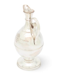 Jerusalem Silver Oil Pourer with Western Wall and Hebrew Engraving, 20th C.