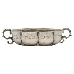 Antique 18th-Century Judaica Silver Presentation Dish with Hebrew Dedication