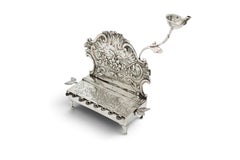 Fine German Silver Rococo Hanukkah Lamp, Second Half of the 18th Century