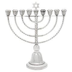 German Hand-Hammered Silver Hanukkah Menorah, Circa 1900