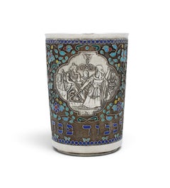 Copa de kidush de Pascua de plata de ley y esmalte de Henryk Winograd, Nueva York, 1995