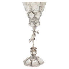 Gobelet figuratif en argent allemand du XIXe siècle, avec pied en mercure