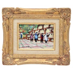 Vintage Enamel-on-Copper Judaica Painting of the Western Wall by Mark Moses