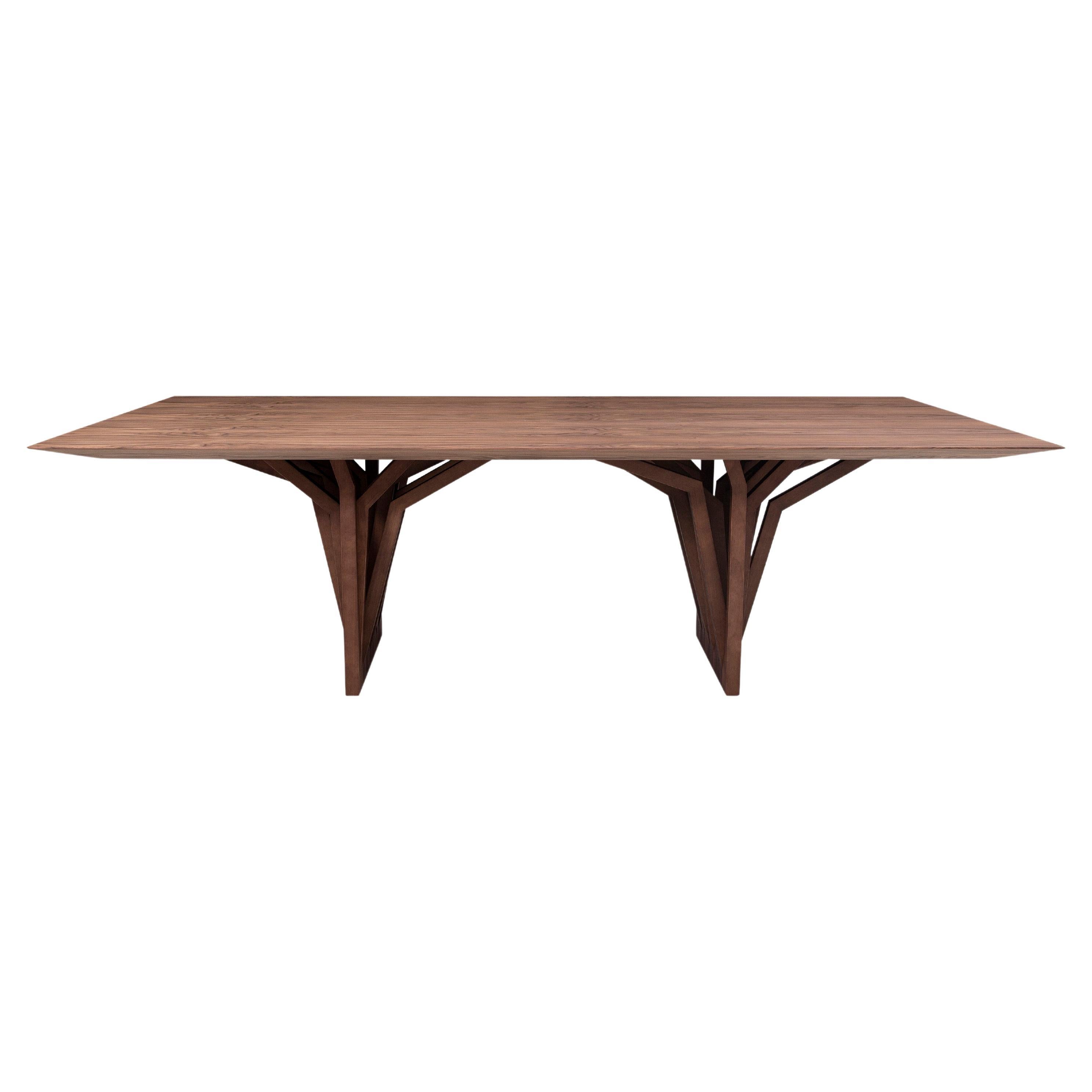 Radi Dining Table with a Walnut Wood Veneered Table Top 98'' For Sale