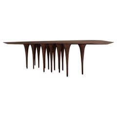 Pin Dining Table with a Walnut Veneered Table Top and 16 Legs